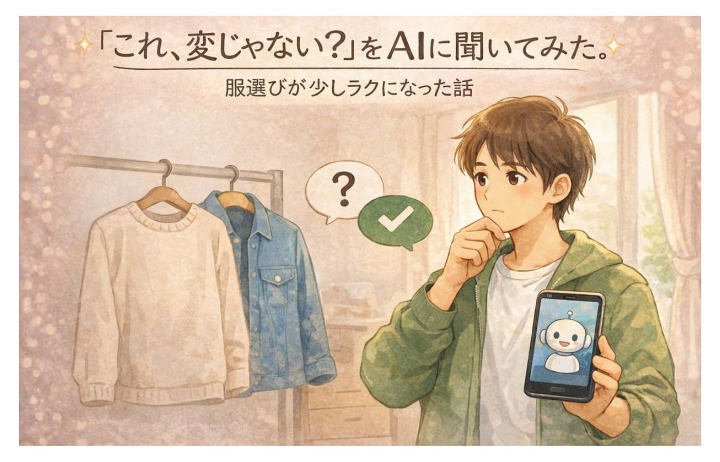 AIで服選びしているイメージ